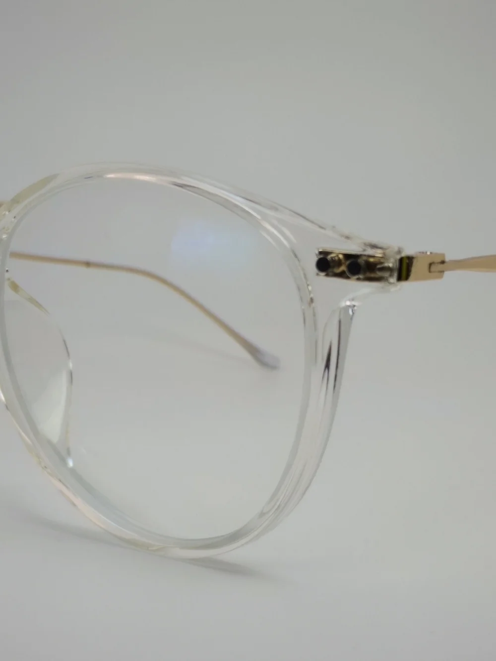 Amity. Clear Round Acrylic Glasses - Transparent Frames. Larger Nose Pads